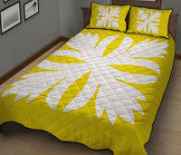 Hawaiian Royal Pattern Quilt Bed Set - Yellow - C3 Style - Polynesian Pride