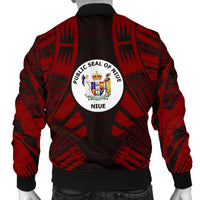 Niue Men Bomber Jackets - Polynesian Tattoo Red - Polynesian Pride