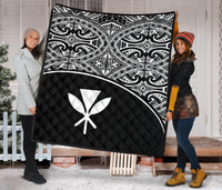 Hawaii Polynesian Premium Quilt - White Kanaka Maoli Curve Version - Polynesian Pride