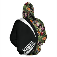 Kanaka Tropical Flowers Watercolor Zipper Hoodie Circle Style - Polynesian Pride