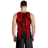 Polynesian Guinea Men's Tank Top - Moana Maui Tattoo With Coat Of Arm Guinea Red - Polynesian Pride
