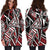 Chuuk Women Hoodie Dress - Tribal Flower Special Pattern Red Color Red - Polynesian Pride
