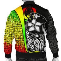 Pohnpei Micronesia Men's Bomber Jackets Reggae - Turtle With Hook - Polynesian Pride