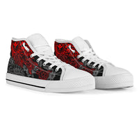 Polynesian Hawaii (Kanaka Maoli) High Top Shoes - Red Hibiscus Turtle Flowing - Polynesian Pride