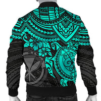 Polynesian Hawaii Bomber Jacket (Men) - Turquoise Turtle - Polynesian Pride