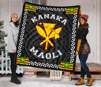 Kanaka Maoli Flag Polynesian Premium Quilt White - Love Style - Polynesian Pride