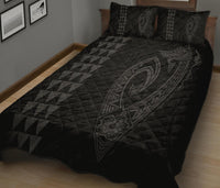 Hawaii Kakau Makau Fish Hook Polynesian Quilt Bed Set - Grey - Polynesian Pride