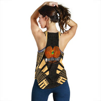 Papua New Guinea Women Racerback Tank - Polynesian Tattoo Gold - Polynesian Pride