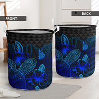 New Caledonia Laundry Basket - Polynesian Turtle Hibiscus Blue - Polynesian Pride