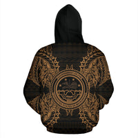 Federated States of Micronesian Polynesian All Over Zip up Hoodie Map Gold - Polynesian Pride
