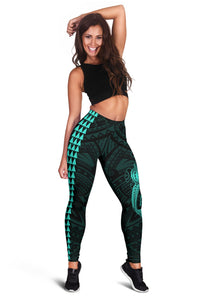 Hawaii Turtle Shark Polynesian Leggings - Turquoise - Polynesian Pride