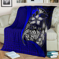 Samoa Polynesian Premium Blanket Blue - Turtle With Hook - Polynesian Pride