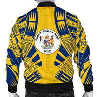 Niue Men Bomber Jackets - Polynesian Tattoo Flag - Polynesian Pride