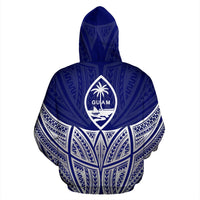 Guam Polynesian Zip up Hoodie Blue Pride Map and Seal - Polynesian Pride
