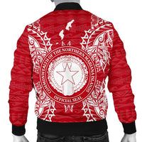 Northern Mariana Islands Polynesian Men's Bomber Jacket Map Red White - Polynesian Pride