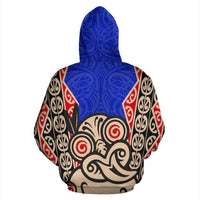 Hei Tiki With Maori Pattern Hoodie Blue - Polynesian Pride