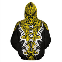 Hawaii Turtle Tribal Yellow Zip up Hoodie Armor Style - Polynesian Pride