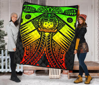 Samoa Polynesian Premium Quilt - Samoa Reggae Seal with Polynesian Tattoo - Polynesian Pride