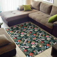 Tropical Plumeria Pattern With Palm Leaves Rug - Polynesian Pride