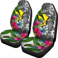 Hawaii Custom Personalised Car Seat Covers White - Turtle Plumeria Banana Leaf - Polynesian Pride
