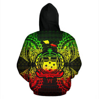 Samoa Polynesian All Over Zip up Hoodie Map Reggae - Polynesian Pride