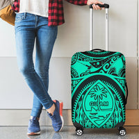Polynesian Luggage Covers - Guam Flag, Seal with Maui Moana Tattoo Green - Polynesian Pride