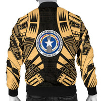 Northern Mariana Islands Men Bomber Jackets - Polynesian Tattoo Gold - Polynesian Pride