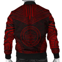 Palau Polynesian Chief Men's Bomber Jacket - Red Version - Polynesian Pride