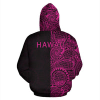 Hibiscus Hoodie Zip up Polynesian Half Style Pink - Polynesian Pride