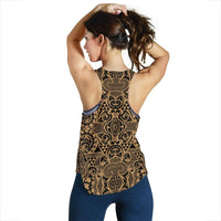 Polynesian Kakau Turtle Gold Women's Racerback Tank Top - Polynesian Pride