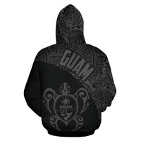 Guam Hoodie Guam Coat of Arm In Turtle Polynesian Tattoo Gray - Polynesian Pride
