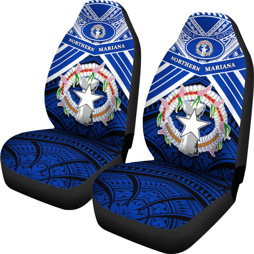 Northern Mariana Islands Rugby Car Seat Covers Spirit - CNMI Universal Fit Blue - Polynesian Pride