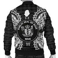 Niue Polynesian Men's Bomber Jacket Map Black - Polynesian Pride