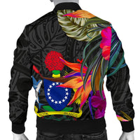 Cook Islands Men's Bomber Jacket - Polynesian Hibiscus Pattern - Polynesian Pride