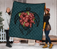 Hawaii Turtle Hibiscus Polynesian Premium Quilt - Polynesian Pride