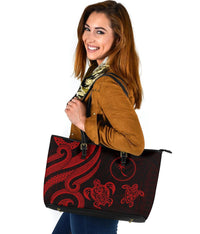 Chuuk Micronesian Large Leather Tote Bag - Red Tentacle Turtle - Polynesian Pride