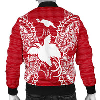 Papua New Guinea Polynesian Men's Bomber Jacket Map Red White - Polynesian Pride