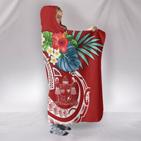 Fiji Polynesian Hooded Blanket - Summer Plumeria (Red) - Polynesian Pride