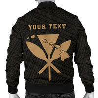 Hawaii Kakau Polynesian Kanaka Map Personalized Men's Bomber Jacket - Gold - Polynesian Pride