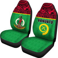 Vanuatu Car Seat Covers - Vanuatu Flag Coat Of Arms Melanesian Style - Polynesian Pride