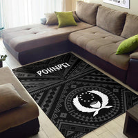 Pohnpei Area Rug - Pohnpei Seal With Polynesian Tattoo Style ( Black) - Polynesian Pride