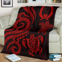 Pohnpei Micronesian Premium Blanket - Red Tentacle Turtle - Polynesian Pride