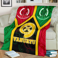 Vanuatu Polynesian Premium Blanket - Vanuatu Flag and Coat Of Arms White - Polynesian Pride