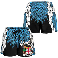 Fiji Polynesian Custom Personalised Women's Shorts - Tribal Wave Tattoo Flag Style - Polynesian Pride