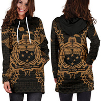Samoa Polynesian Hoodie Dress Map Gold - Polynesian Pride