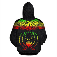 Pohnpei All Over Zip up Hoodie Reggae Neck Style - Polynesian Pride