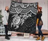 Cook Islands Polynesian Premium Quilt - White Turtle - Polynesian Pride