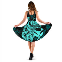 Polynesian Hawaii Midi Dress - Kanaka Maoli Blue Turtle - Polynesian Pride