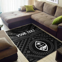 Guam Personalised Area Rug - Guam Seal With Polynesian Tattoo Style (Black) - Polynesian Pride