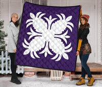 Hawaiian Premium Quilt Royal Pattern - Purple - A2 Style - Polynesian Pride
